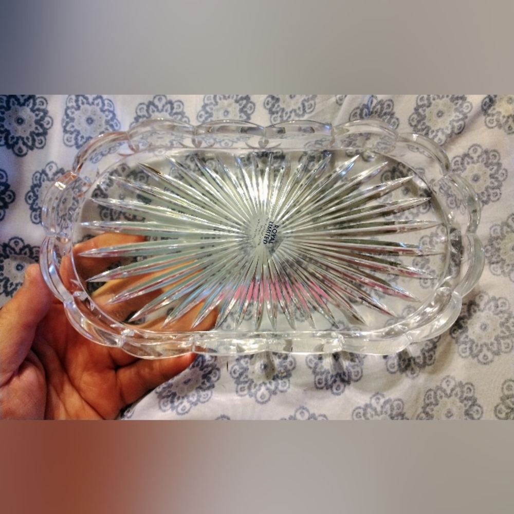 Vintage Royal Limited Czech Crystal Sugar Creamer Tray